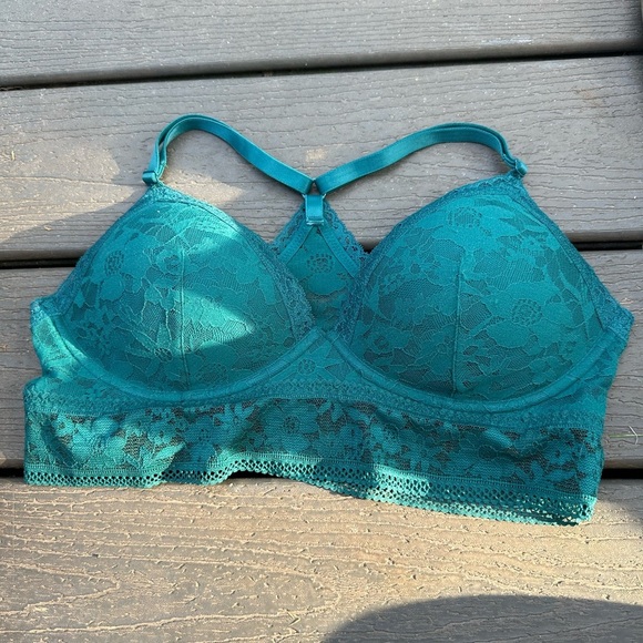 Victoria Secret blue teal lace bralette large new with tags - Picture 1 of 4